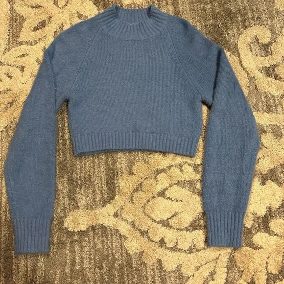 NEW Urban Outfitters Blue‎ Cozy Cropped Women’s Crew Neck Sweater Sz M - Picture 1 of 6